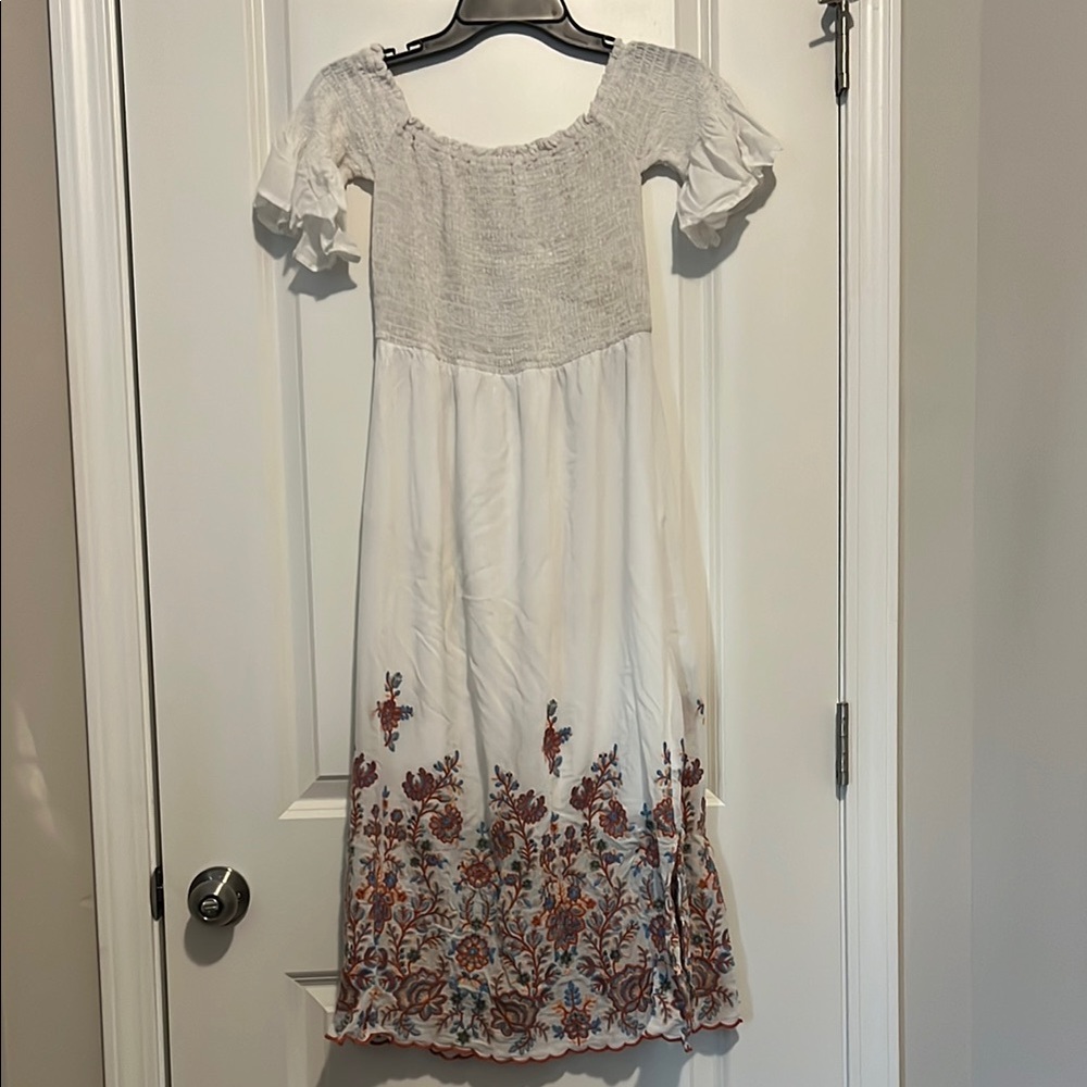 Floral Embroidered White Dress